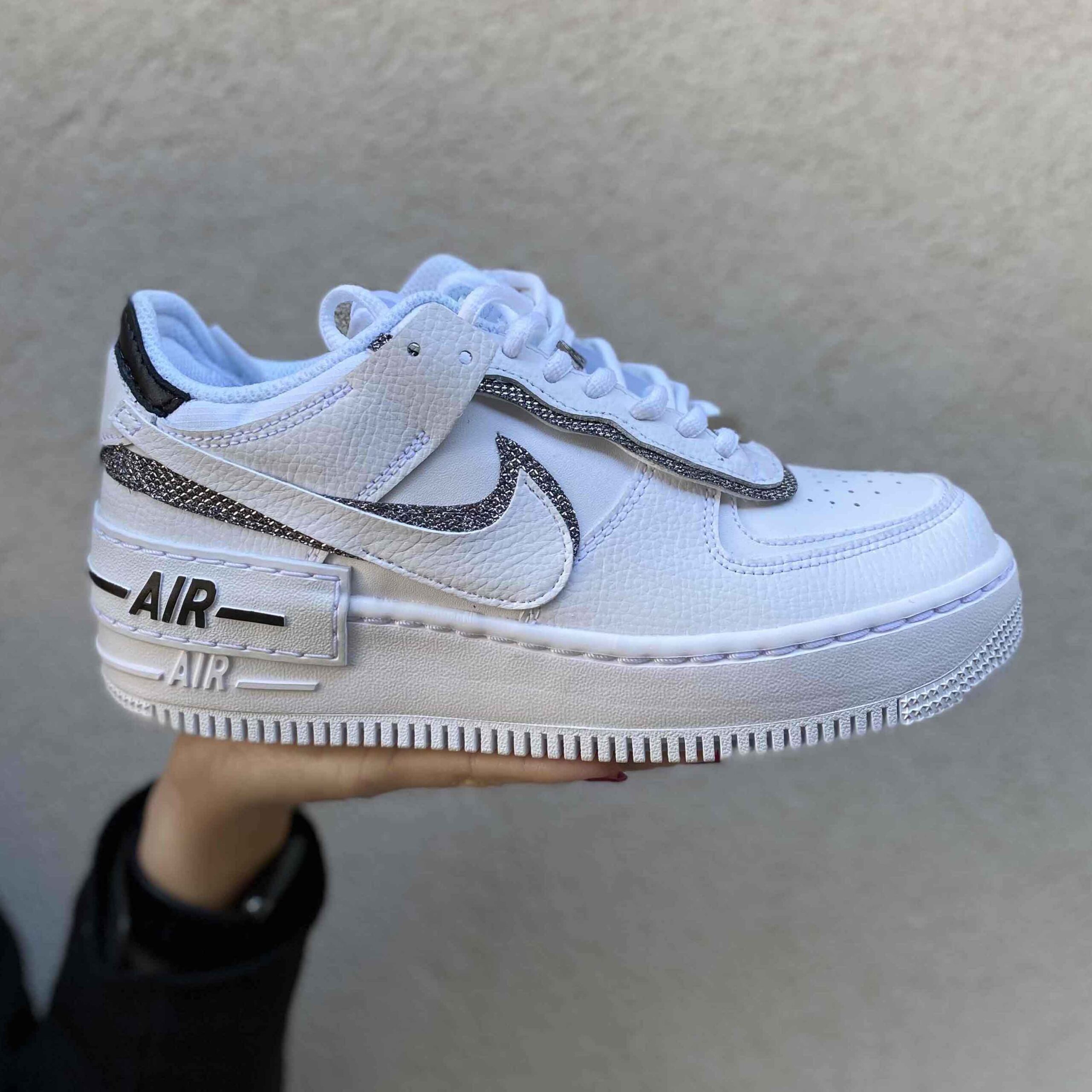 Nike Air Force 1 Custom Shadow Argento LLab Scarpe Custom