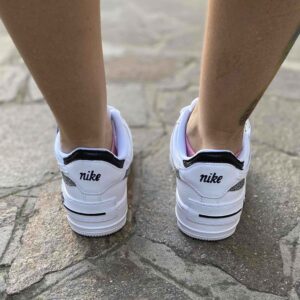 Nike Air Force 1 Shadow Custom Doppio Swoosh Lurex Argento Cucito A Mano
