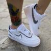 Nike Air Force 1 Shadow Custom Doppio Swoosh Lurex Argento Cucito A Mano