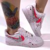 Nike Air Force One Custom Doppio Swoosh Glitter Argento e Materiale Rosa Fluo