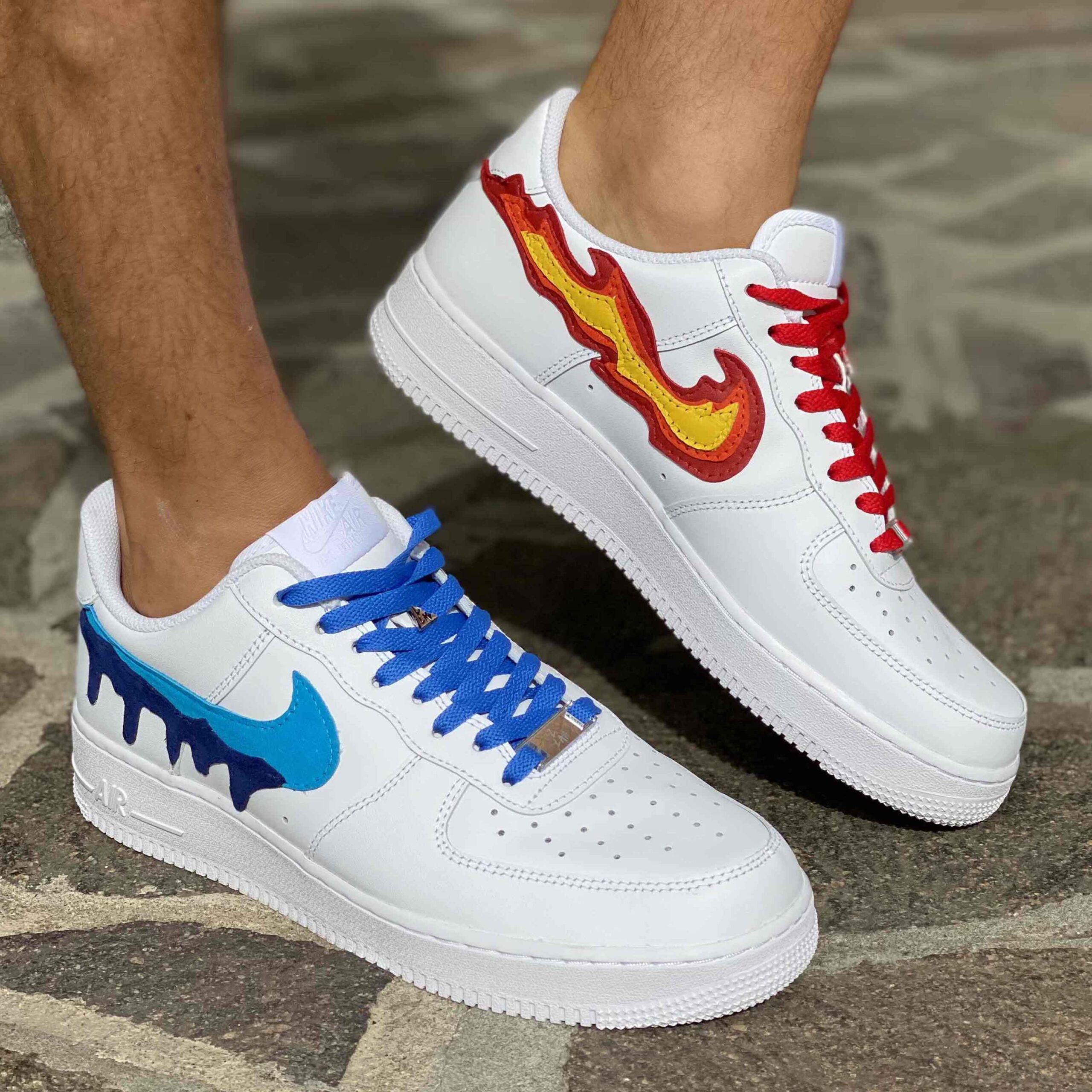 Nike Air Force One Custom Fire and Water LLab
