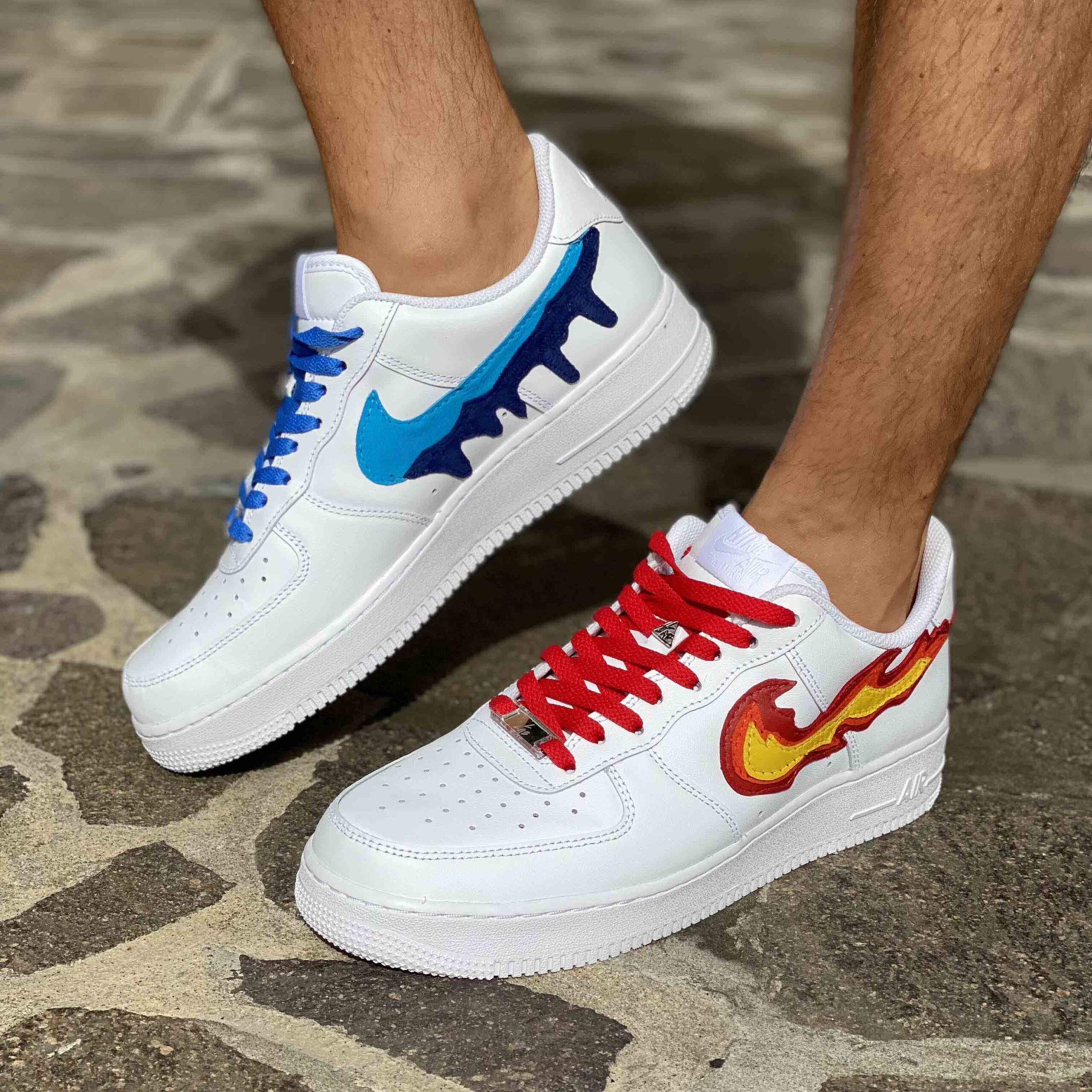Nike Air Force One Custom Fire and Water LLab