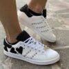 Adidas Stan Smith Personalizzate Cuori Glitter Nero e Borchie Argento