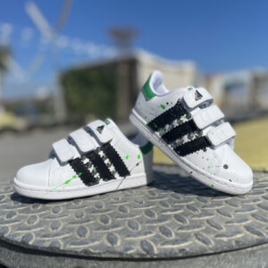 Adidas Superstar Personalizzate Bambino Borchie e Sporcatura Verde