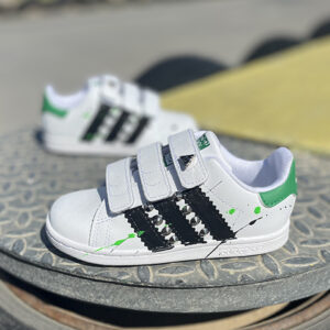 Adidas Superstar Personalizzate Bambino Borchie e Sporcatura Verde