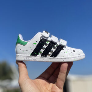 Adidas Superstar Personalizzate Bambino Borchie e Sporcatura Verde