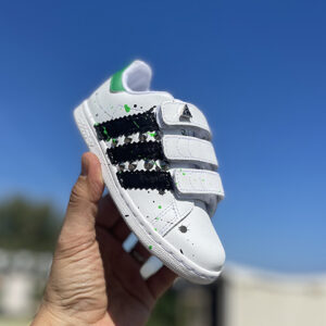 Adidas Superstar Personalizzate Bambino Borchie e Sporcatura Verde