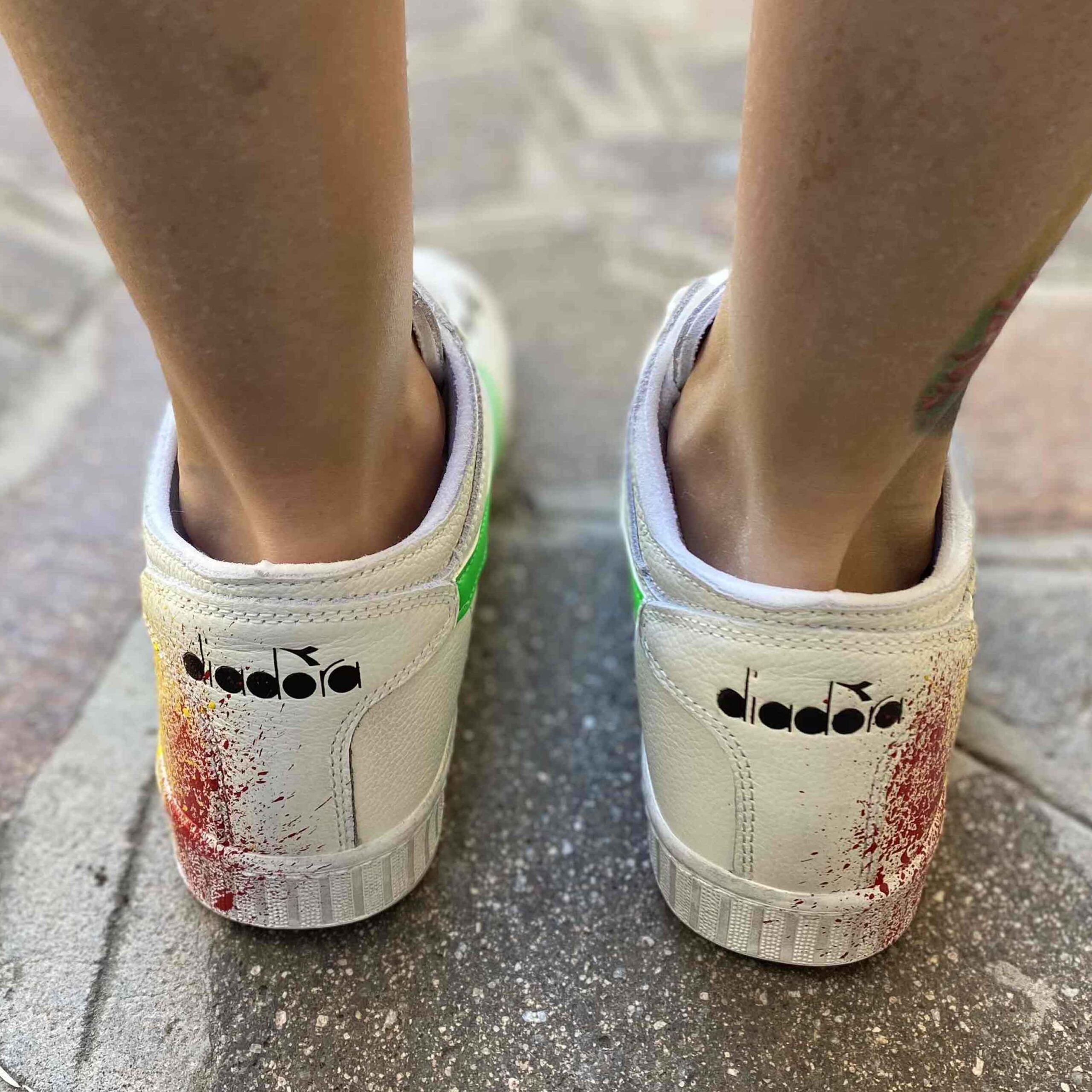 Diadora Personalizzate Game L Waxed Row Cut Splash Logo Interno Verde Fluo