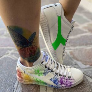 Diadora Personalizzate Game L Waxed Row Cut Splash Logo Interno Verde Fluo