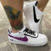 Nike Air Force 1 Shadow Custom Doppio Swoosh Glitter Fucsia e Dettagli Neri Cuciti A Mano