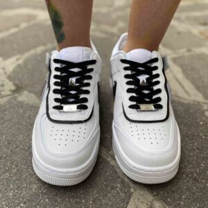 Nike Air Force 1 Shadow Custom Doppio Swoosh maculato e Dettagli Neri Cuciti A Mano