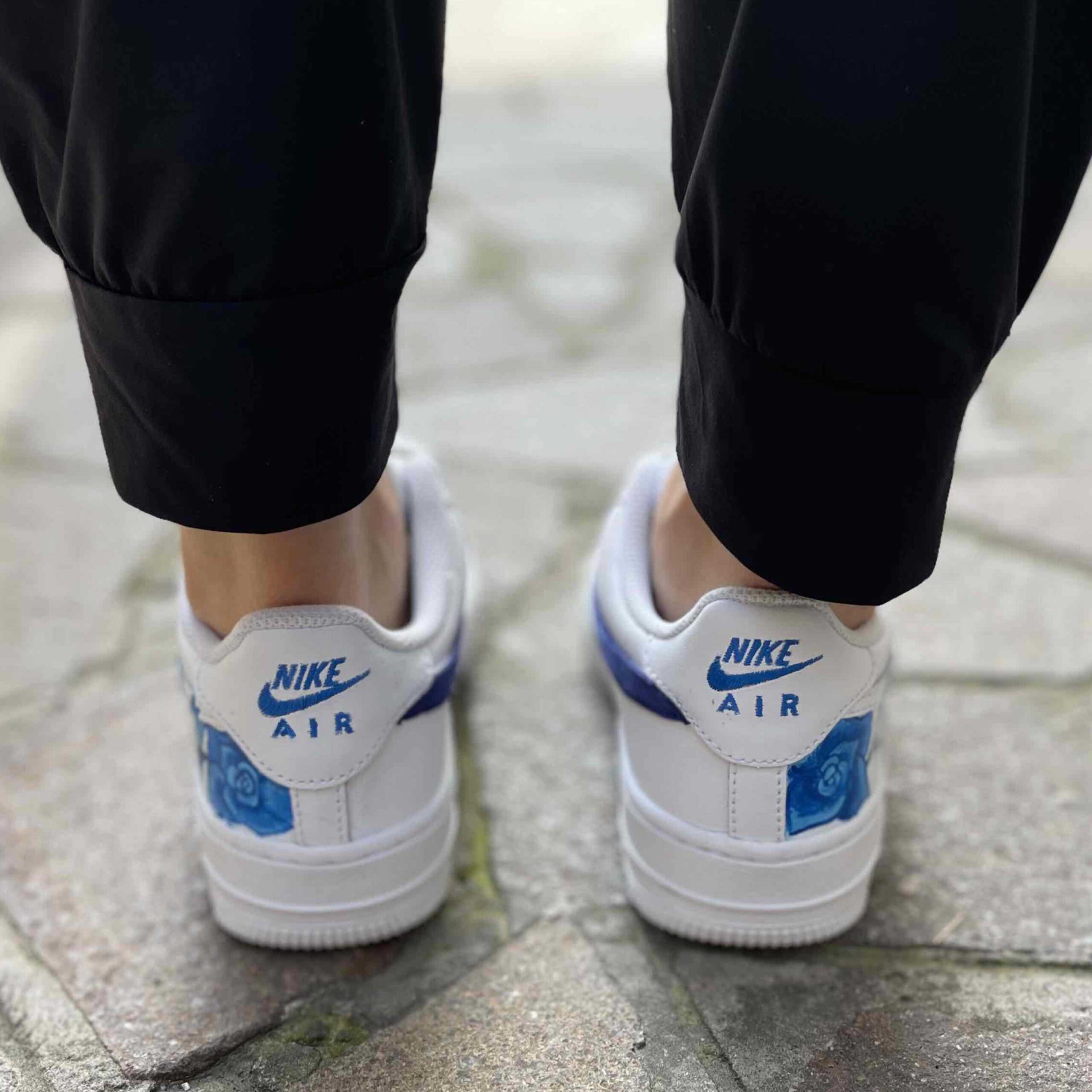 Nike Air Force One Custom Dipinte A Mano Rose Blu