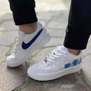 Nike Air Force One Custom Dipinte A Mano Rose Blu