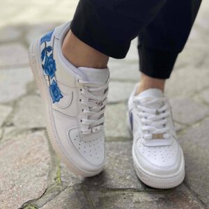 Nike Air Force One Custom Dipinte A Mano Rose Blu