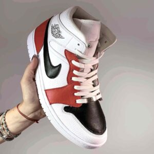 Nike Jordan 1 Custom Cucita e Dipinta a Mano Rosso e Nero