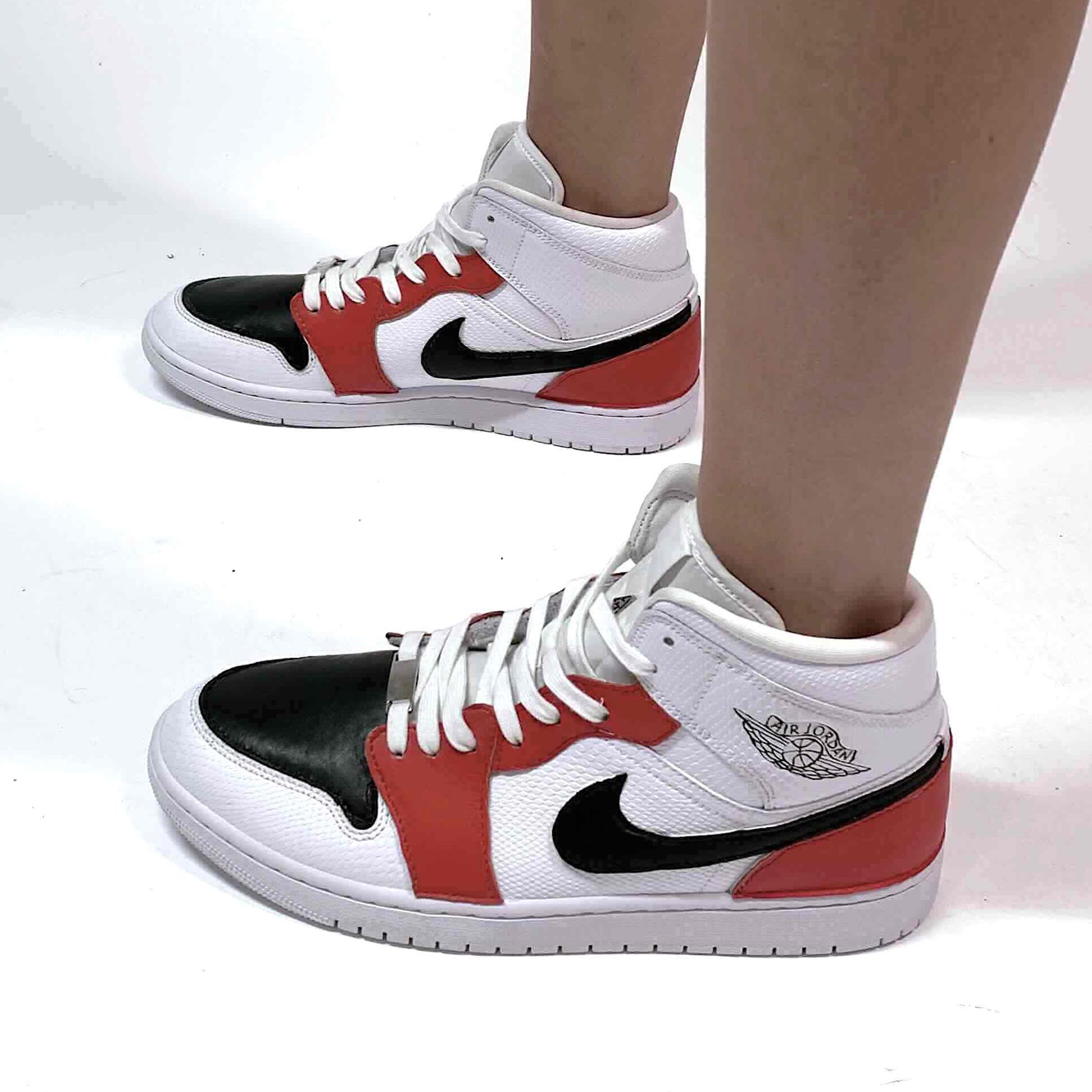 Nike Jordan 1 Custom Cucita e Dipinta a Mano Rosso e Nero