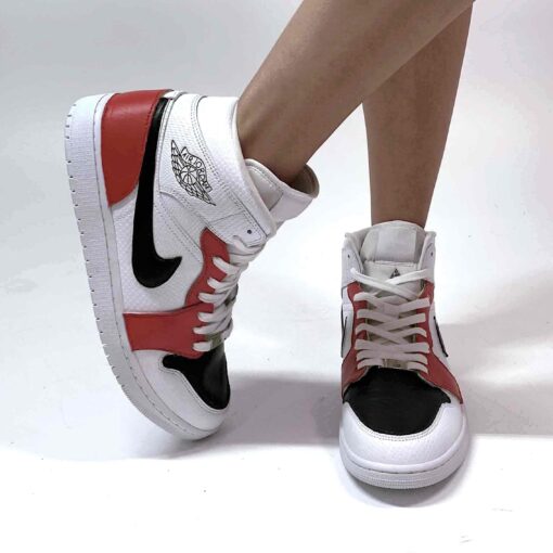 Nike Jordan 1 Custom Cucita e Dipinta a Mano Rosso e Nero