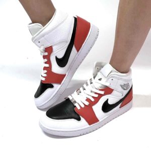 Nike Jordan 1 Custom Cucita e Dipinta a Mano Rosso e Nero