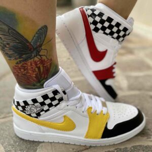 Nike Jordan 1 Custom Dipinte e Cucite a Mano Racing