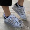 Adidas Superstar Bold Personalizzate Bande e Laccetti in Strass Argento