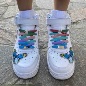 Nike Air Force 1 Mid Custom Swoosh Rainbow e Farfalle Cucite a Mano