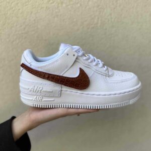 Nike Air Force 1 Shadow Custom Swoosh Intercambiabile Cocco Tabacco