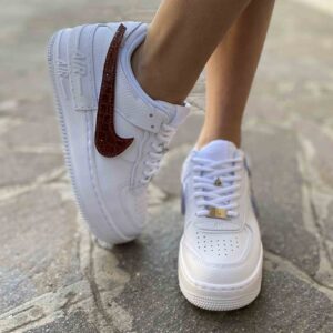 Nike Air Force 1 Shadow Custom Swoosh Intercambiabile Cocco Tabacco
