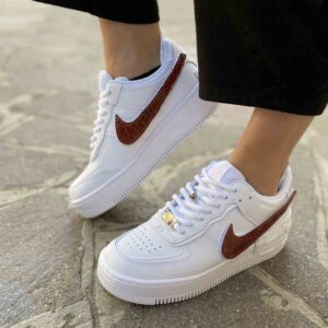 Nike Air Force 1 Shadow Custom Swoosh Intercambiabile Cocco Tabacco