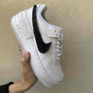 Nike Air Force 1 Shadow Custom Swoosh Intercambiabile Glitter Nero