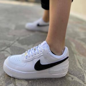 Nike Air Force 1 Shadow Custom Swoosh Intercambiabile Glitter Nero