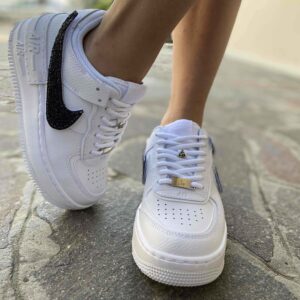 Nike Air Force 1 Shadow Custom Swoosh Intercambiabile Glitter Nero