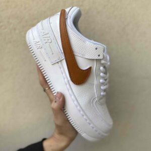 Nike Air Force 1 Shadow Custom Swoosh Intercambiabile Pelle Marrone