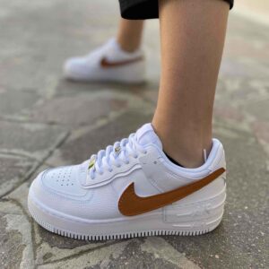 Nike Air Force 1 Shadow Custom Swoosh Intercambiabile Pelle Marrone