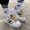 Adidas Superstar Bold Personalizzate Bande Glitter Oro e Nero, Lacci Glitter e Strass