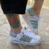 Adidas Superstar Bold Personalizzate Glitter Tiffany e Sporcatura Vintage