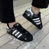 Adidas Superstar Core Black Personalizzate Tattoo Old School e Borchie
