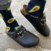 Birkenstock Boston Personalizzate Pelle Naturale Black Borchie a Piramide e Teschio