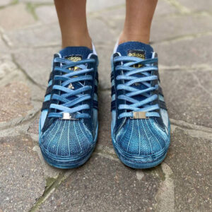 Adidas Superstar Personalizzate Delavè blu, Cocco Blu e Linguetta Jeans
