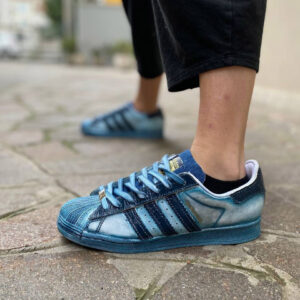 Adidas Superstar Personalizzate Delavè blu, Cocco Blu e Linguetta Jeans