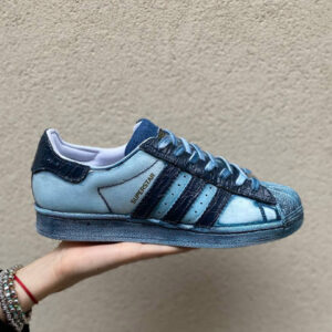 Adidas Superstar Personalizzate Delavè blu, Cocco Blu e Linguetta Jeans