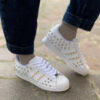 Adidas Superstar Total White Personalizzate Borchie Argento e Oro