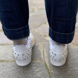 Adidas Superstar Total White Personalizzate Borchie Argento e Oro