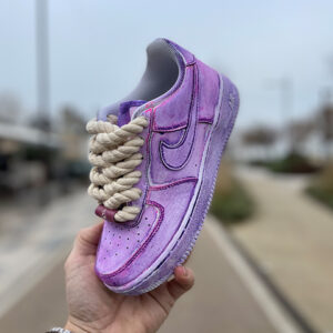 Nike Air Force 1 Custom Délavé Viola Rope Lacci Corda