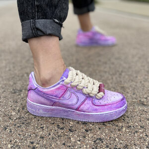 Nike Air Force 1 Custom Délavé Viola Rope Lacci Corda
