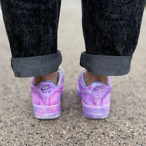 Nike Air Force 1 Custom Délavé Viola Rope Lacci Corda