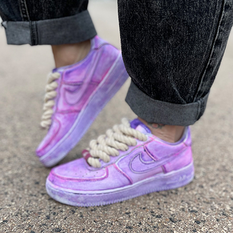 Nike Air Force One Custom Swoosh Viola E Fucsia | LLab Scarpe Custom - Foto 12