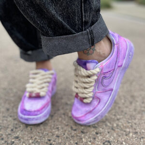 Nike Air Force 1 Custom Délavé Viola Rope Lacci Corda