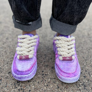 Nike Air Force 1 Custom Délavé Viola Rope Lacci Corda