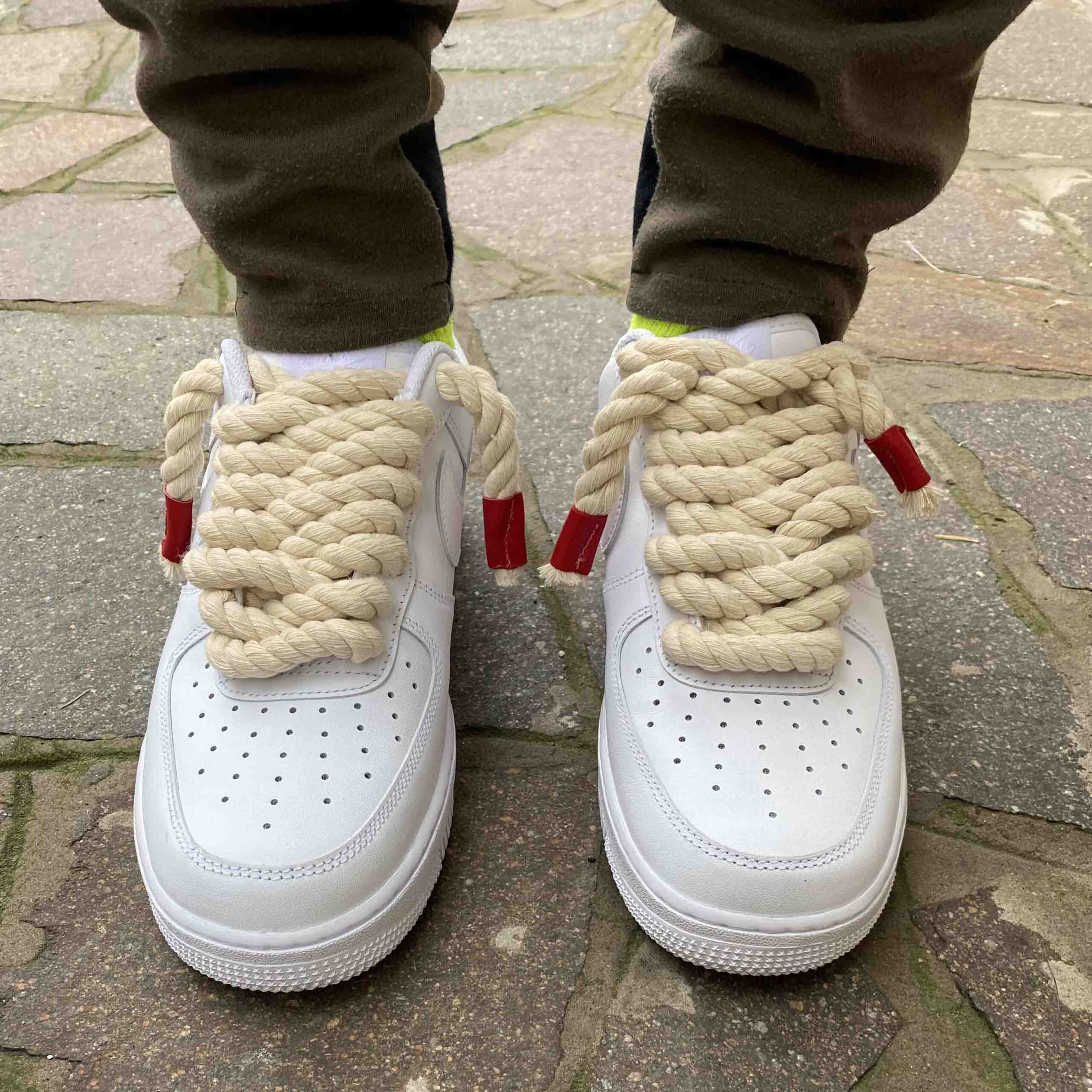 Scarpe personalizzate Nike Air Force 1 lacci di corda in cotone contorto  basso naturale tutte le taglie