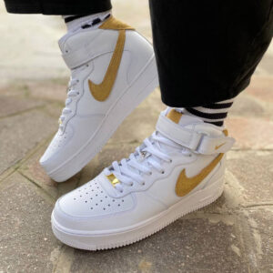 Nike Air Force One Custom Mid Swoosh e Dettagli Dorati
